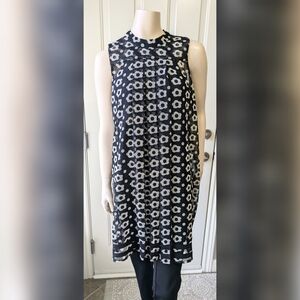 SB Anthropologie Sleeveless Black and White Floral Dress Size 14